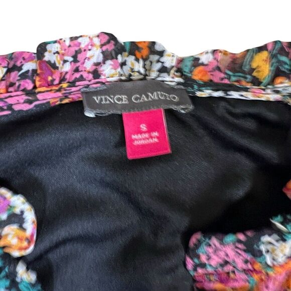 Vince Camuto Floral Short Dress Three Tiered Boho Lined Long Sleeve Size Small - Picture 2 of 6